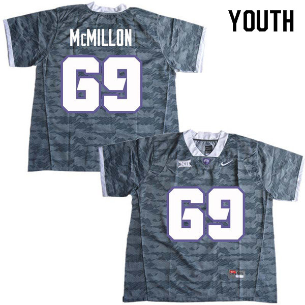 Youth #69 Coy McMillon TCU Horned Frogs College Football Jerseys Sale-Gray
